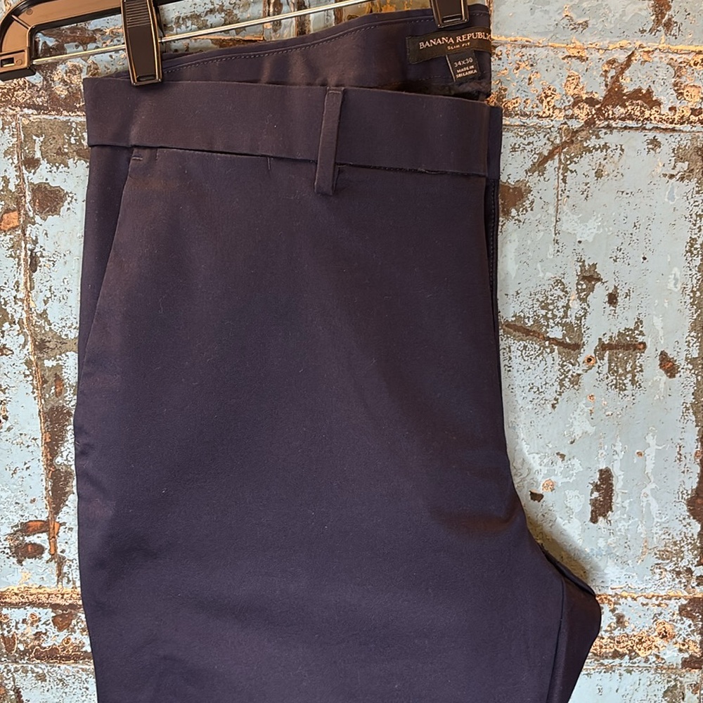 New! Men’s Banana Republic Slim Core Temp Pants Navy Blue 34x30